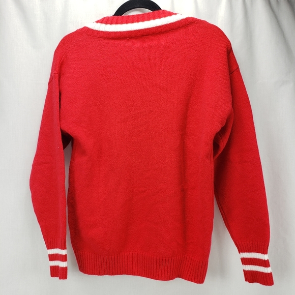 Red and White Vneck Sweater Women's Size Small NWT - Picture 2 of 5